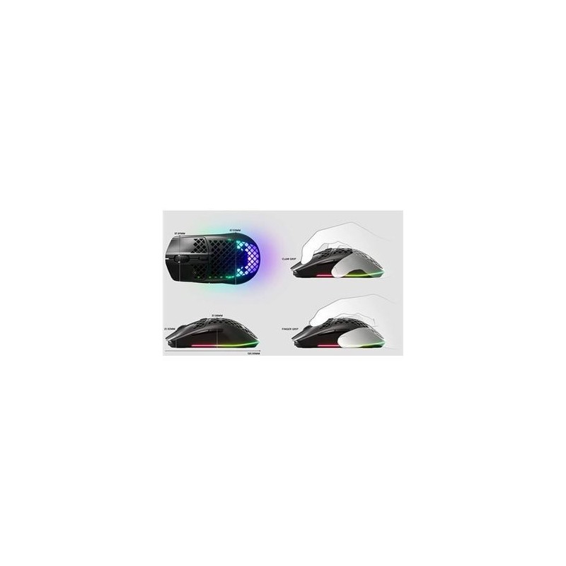 Rato Óptico Steelseries Aerox 3 RGB Wireless | Bluetooth 18000 DPI - Preto