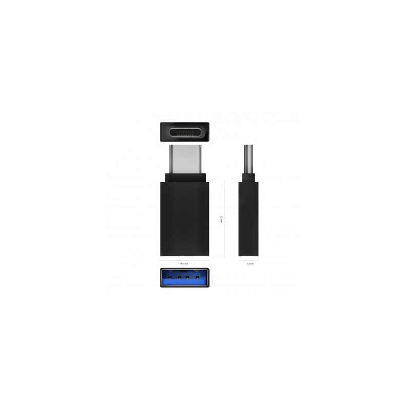 Aisens Mini Adaptador USB 3.2 para USB-C Fêmea/Macho Alumínio Preto