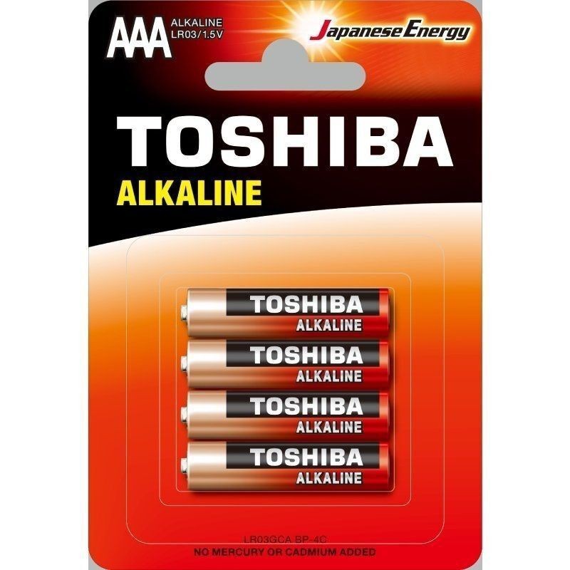 Pack 4 Pilhas AAA Toshiba Alcalinas LR03/ 1,5V/ Alcalinas