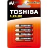 Pack 4 Pilhas AAA Toshiba Alcalinas LR03/ 1,5V/ Alcalinas