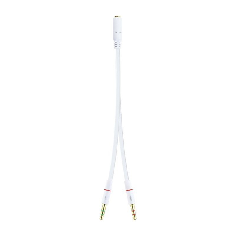 Cabo de Divisão Áudio Nanocable Jack 3,5/F - 2x Jack 3,5/M 20CM Branco