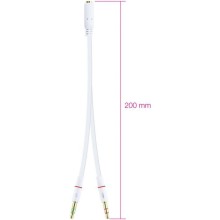Cabo de Divisão Áudio Nanocable Jack 3,5/F - 2x Jack 3,5/M 20CM Branco