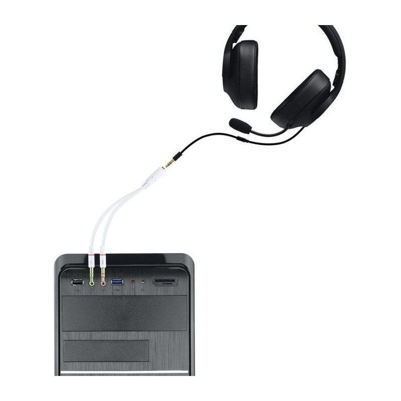 Cabo de Divisão Áudio Nanocable Jack 3,5/F - 2x Jack 3,5/M 20CM Branco