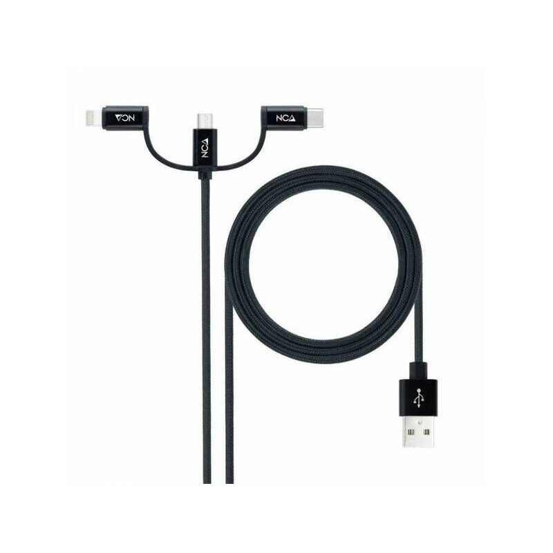 Cabo Multipontas USB Nanocable 10.01.3200 (Micro-USB, USB Type-C, Lightning) Preto Cabo Multipontas USB Nanocable 10.01.3200 (Micro-USB, USB Type-C, Lightning) Preto