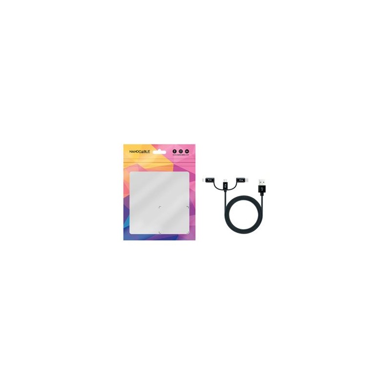 Cabo Multipontas USB Nanocable 10.01.3200 (Micro-USB, USB Type-C, Lightning) Preto Cabo Multipontas USB Nanocable 10.01.3200 (Micro-USB, USB Type-C, Lightning) Preto
