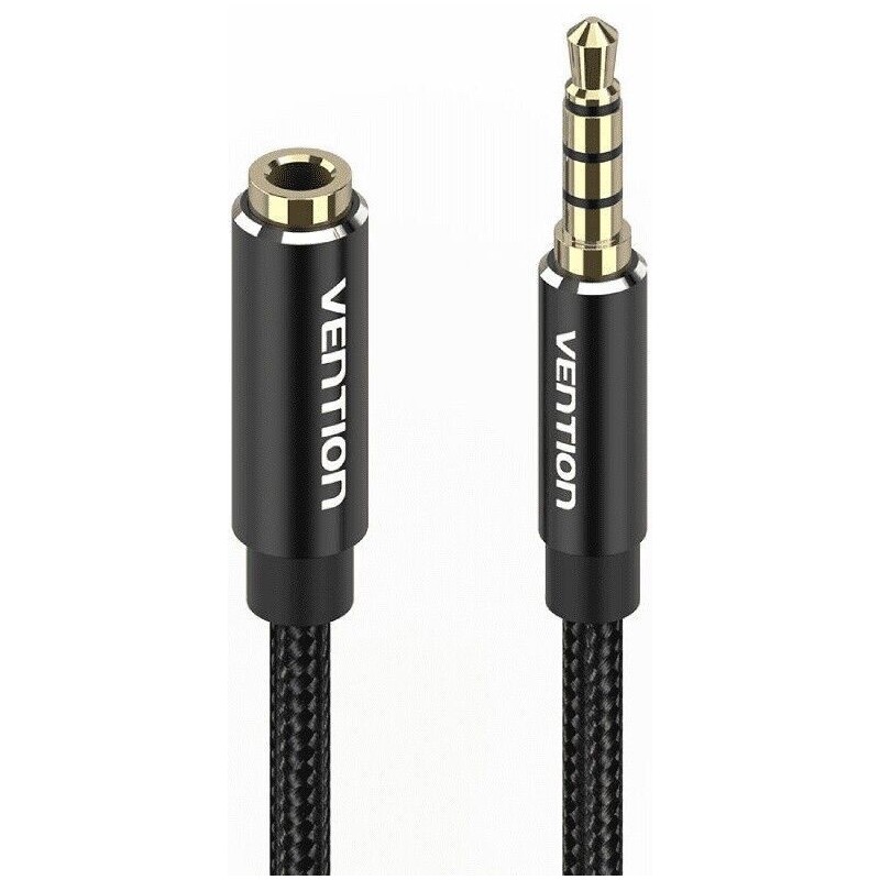 Cabo Áudio Estéreo VENTION Bhcbg/ Jack 3.5 Macho Jack 3.5 Fêmea/ 1.5M/ Preto