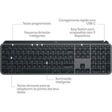 ** ReUse GRADE A ** Teclado LOGITECH MX Keys S (Wireless - Idioma Português - Teclado Numérico)