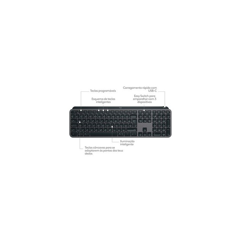** ReUse GRADE A ** Teclado LOGITECH MX Keys S (Wireless - Idioma Português - Teclado Numérico)