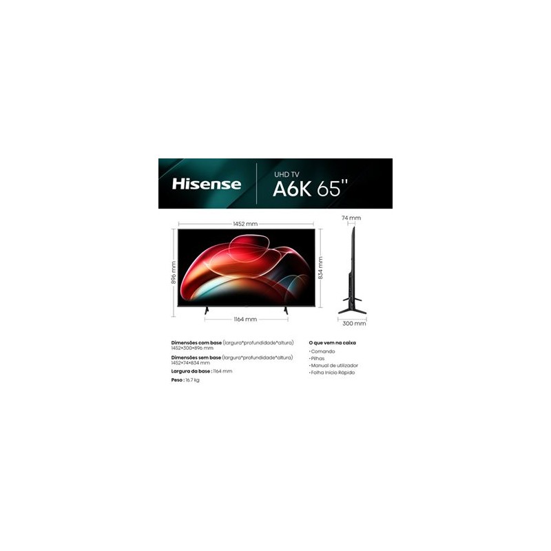 Televisão Hisense 65A6K SmartTV 65" LED 4K UHD