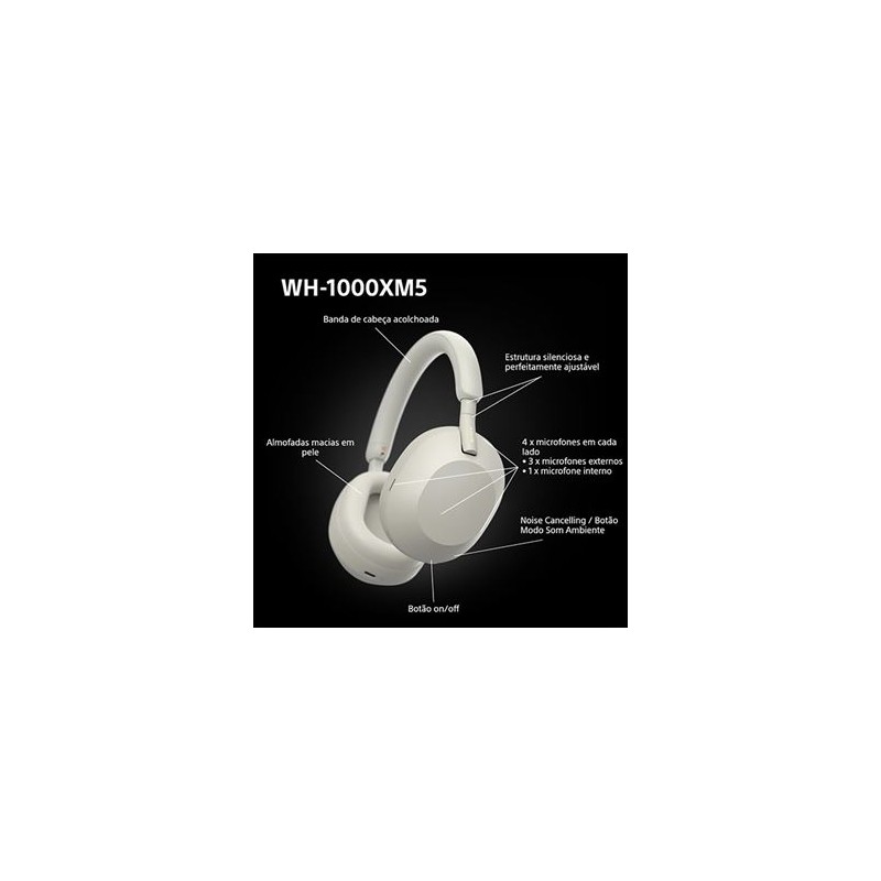 Auscultadores Noise Cancelling Bluetooth Sony WH-1000XM5 - Silver