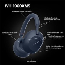 Auscultadores Noise Cancelling Bluetooth Sony WH-1000XM5 - Azul