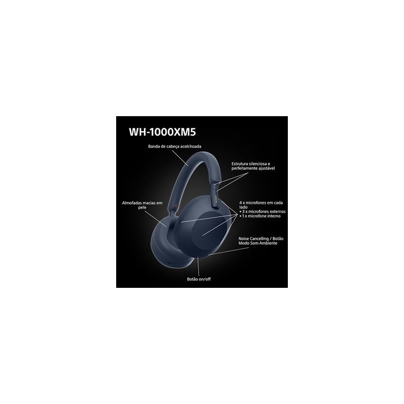 Auscultadores Noise Cancelling Bluetooth Sony WH-1000XM5 - Azul