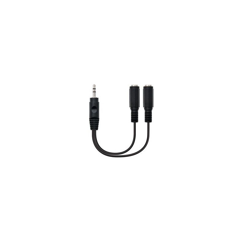 Duplicador de Jack NANOCABLE (0.15 m - Jack 3.5mm - Preto)