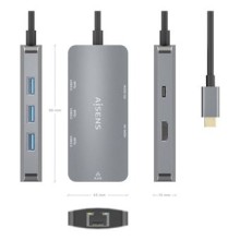 Docking USB Tipo-C Aisens ASUC-6P019-GR/ 1xHDMI/ 3xUSB/ 1xRJ45/ 1xUSB Tipo-C PD