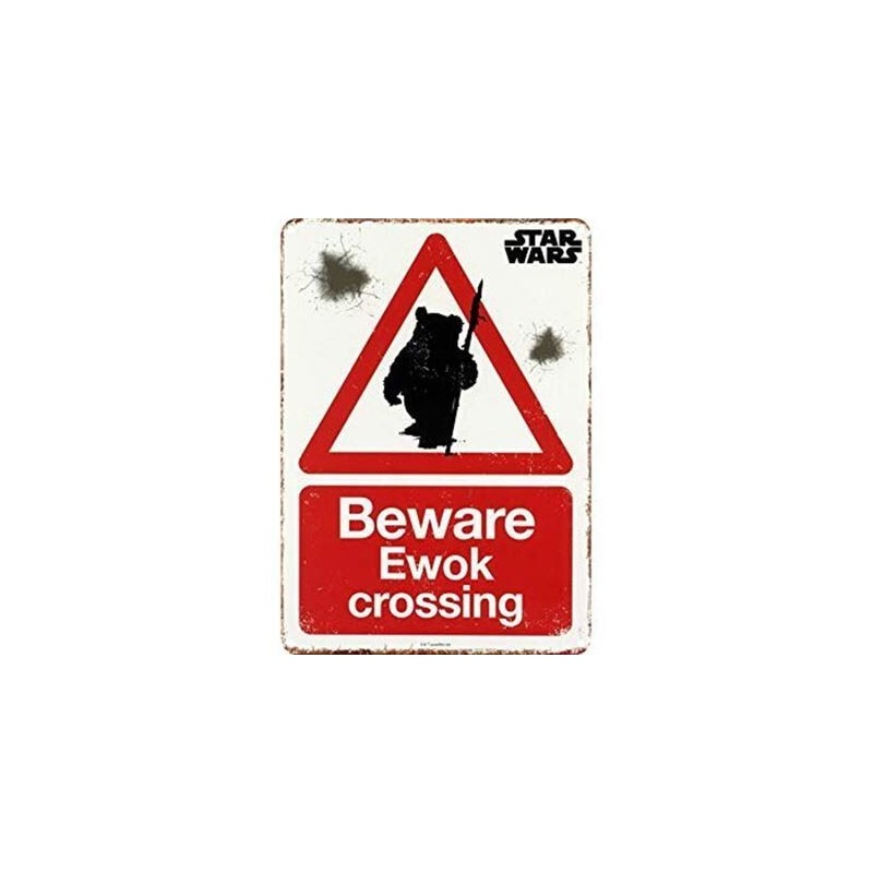 Placa Metálica Star Wars: Beware Ewok Crossing