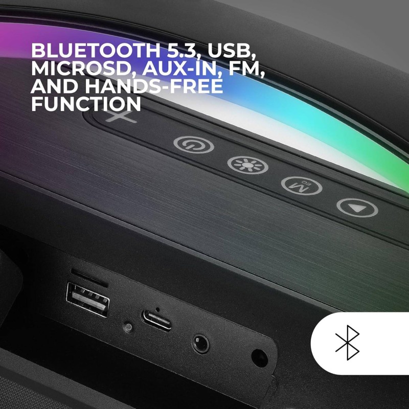 Coluna Portátil Mars Gaming MS-PULSE RGB Bluetooth 50W Preta