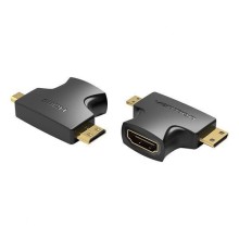 Adaptador HDMI 2 em 1 Vention AGFB0/ HDMI Fêmea para Micro HDMI Macho - Mini HDMI Macho