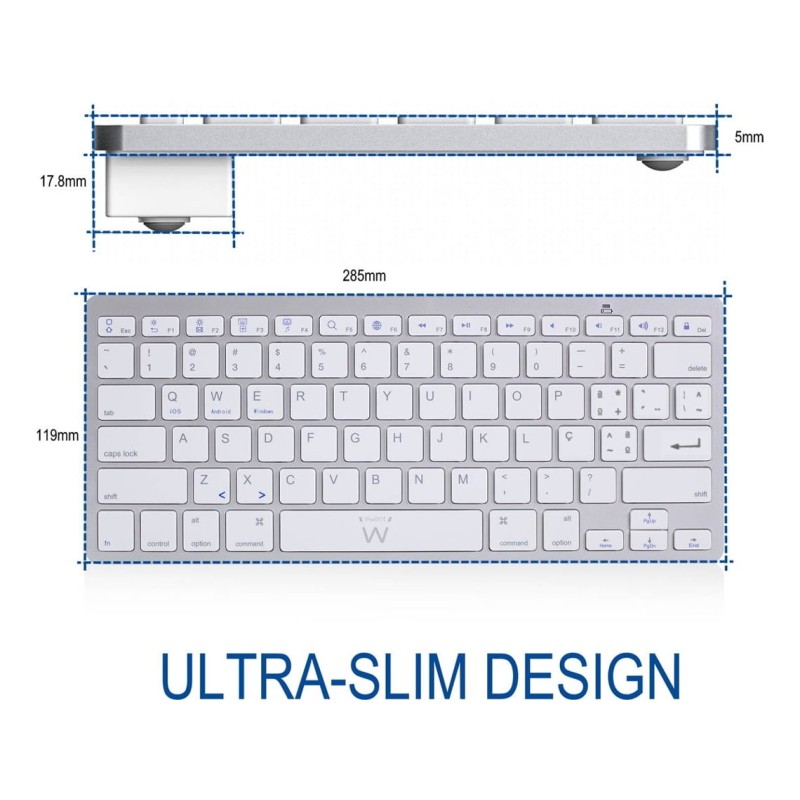 *SEM CAIXA* Teclado EWENT Bluetooth Slim (Português)