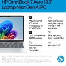 Portátil HP OmniBook 7 AeroNGAI 13-bg1003np | 13.3" | AMD Ryzen™ AI 7 350 | 32GB | 1TB SSD
