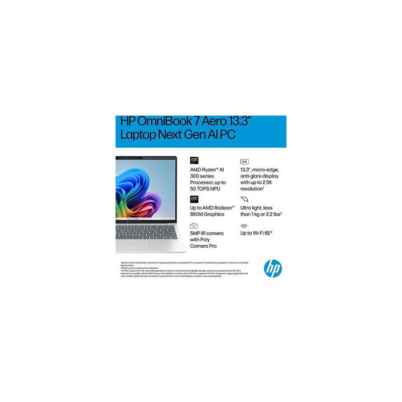 Portátil HP OmniBook 7 AeroNGAI 13-bg1003np | 13.3" | AMD Ryzen™ AI 7 350 | 32GB | 1TB SSD