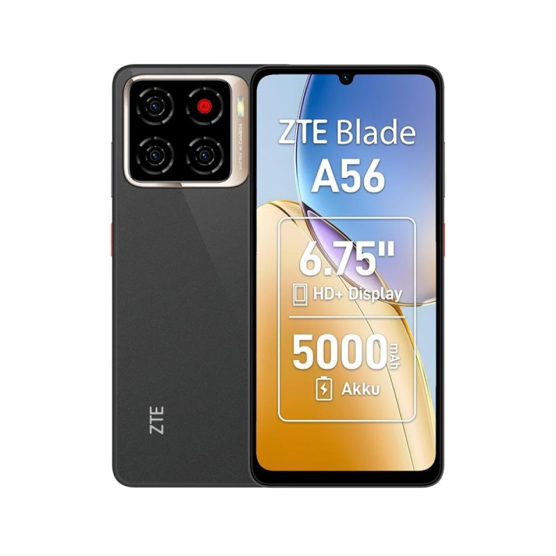 Smartphone ZTE Blade A56 - 4GB | 64GB | 6,75" | Preto
