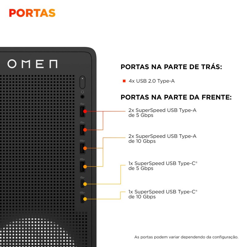 Desktop Gaming HP OMEN TG03-0038np (AMD Ryzen 5 8400F - NVIDIA GeForce RTX 5060 - RAM: 32 GB - 1 TB)