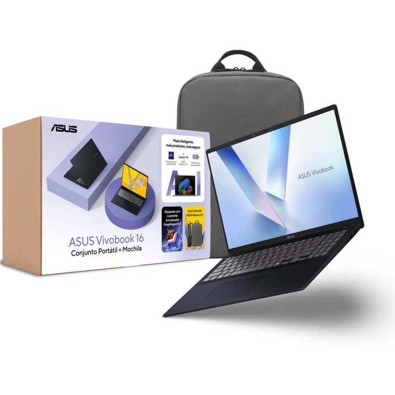 Pack Portátil ASUS Vivobook F1607QA-X1ALHDAB1 (16'' - Snapdragon X1 - RAM: 16 GB - 1 TB SSD) + Mochila ASUS Nereus AP1602
