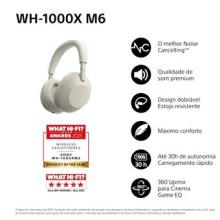 Headphones Sony WH-1000XM6 Bluetooth ANC NFC Prateados