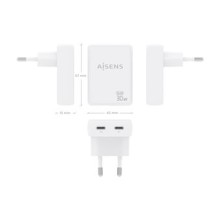 Carregador de Dispositivos Móveis 2x USB-C 30W - Aisens ASCH-30W2P075-W