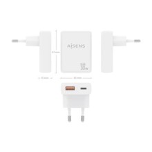 Carregador de Dispositivos Móveis USB-C e USB-A 30W - Aisens ASCH-30W2P074-W