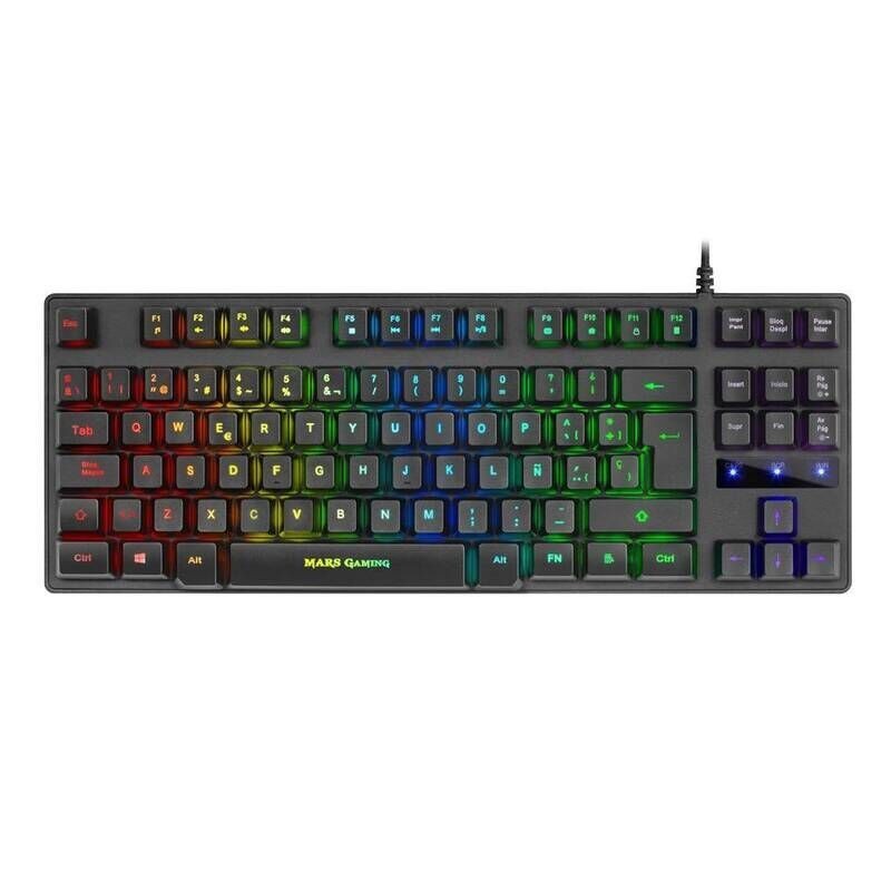Teclado Mars Gaming MK023 TKL FRGB Rainbow H-Mech Red Switch PT Preto