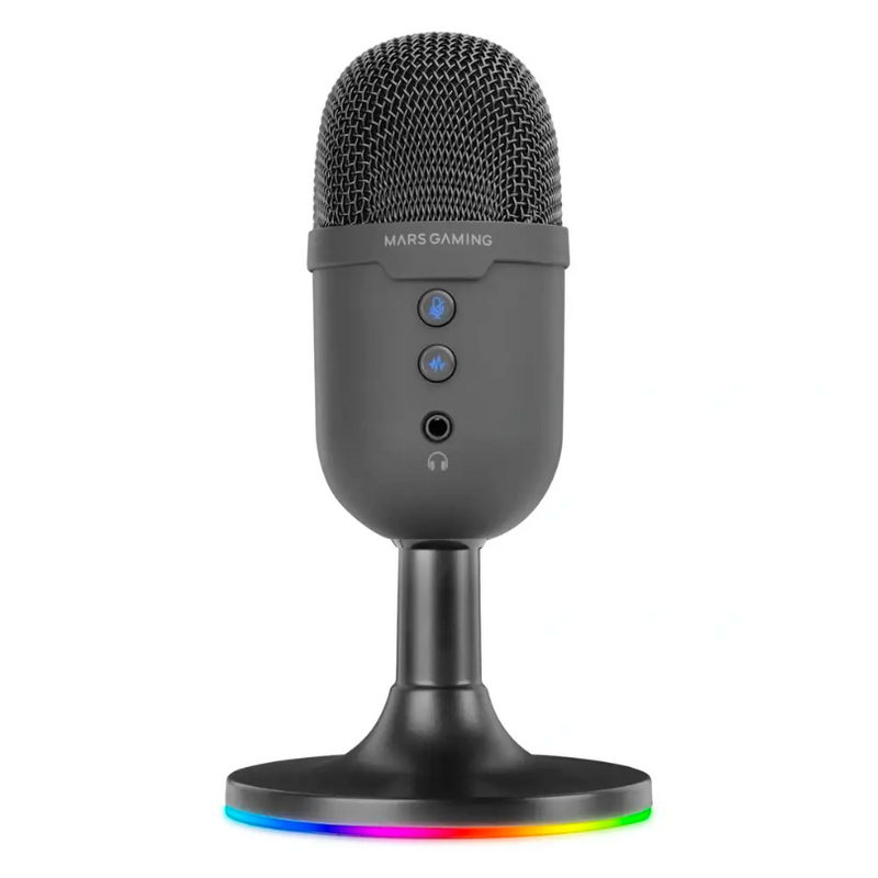 Microfone Cardióide Mars Gaming MMIC-CX RGB 48Khz 16-bit USB Preto