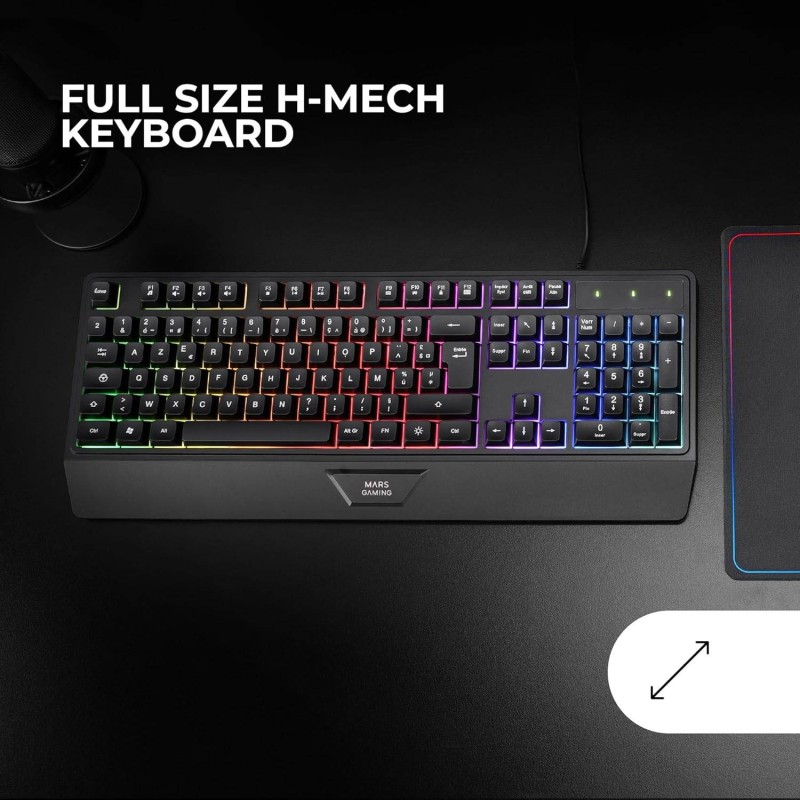 Teclado Mecânico Híbrido Mars Gaming MK124 FRGB PT H-Mech Black
