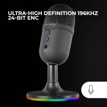Microfone Cardióide Mars Gaming MMIC-CX RGB 48Khz 16-bit USB Preto