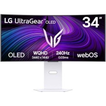 Monitor Gaming LG UltraGear LG 34GX90SA-W.AEU (34'' - OLED - 0.03 ms - 240 Hz - Curvo - Branco)