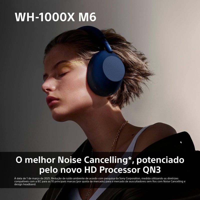 Auscultadores Bluetooth SONY WH 1000XM6 (Over Ear - Noise Cancelling - Microfone - Rosa)