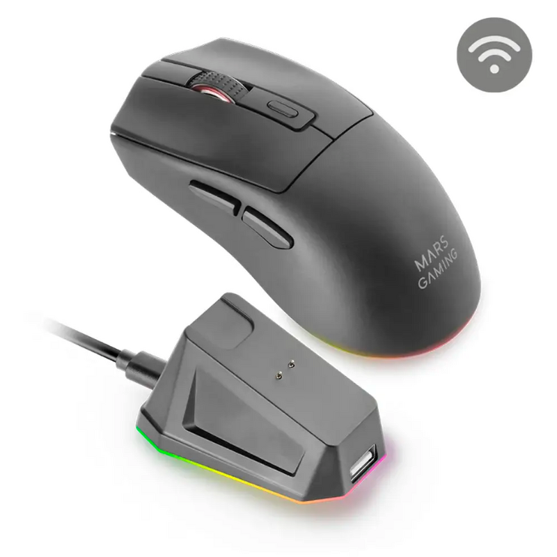 Rato Óptico Mars Gaming MM-T3 RGB Wireless/Bluetooth 14400DPI Preto + Mouse Dock