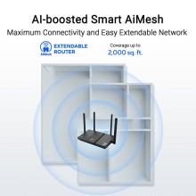 Router AiMesh Asus RT-BE50 BE3600 Wi-Fi 7 802.11be Dual-Band