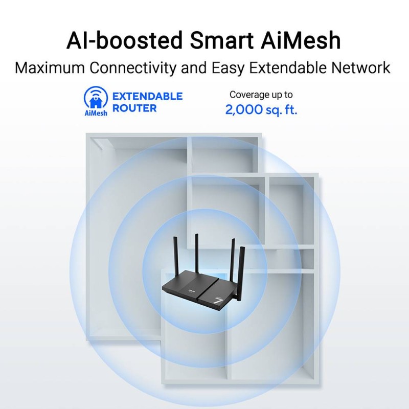 Router AiMesh Asus RT-BE50 BE3600 Wi-Fi 7 802.11be Dual-Band