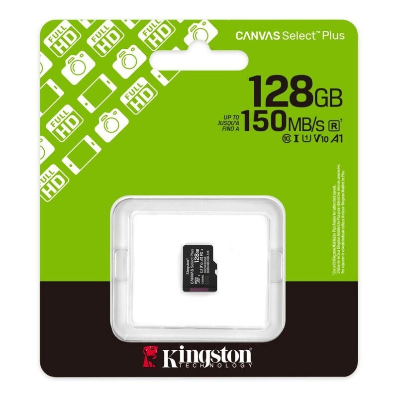 Cartão de Memória 128GB Kingston Canvas Select Plus 150MB/s V10