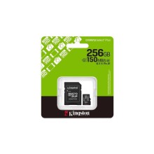 Cartão de Memória microSDXC Kingston Canvas Select Plus Gen3 256GB (150MB/s) UHS-I, U1, V10, A1 + Adaptador SD