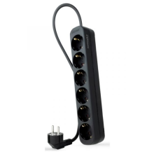 Extensão com 6 Tomadas Tipo F 1.4m Nanocable Preto