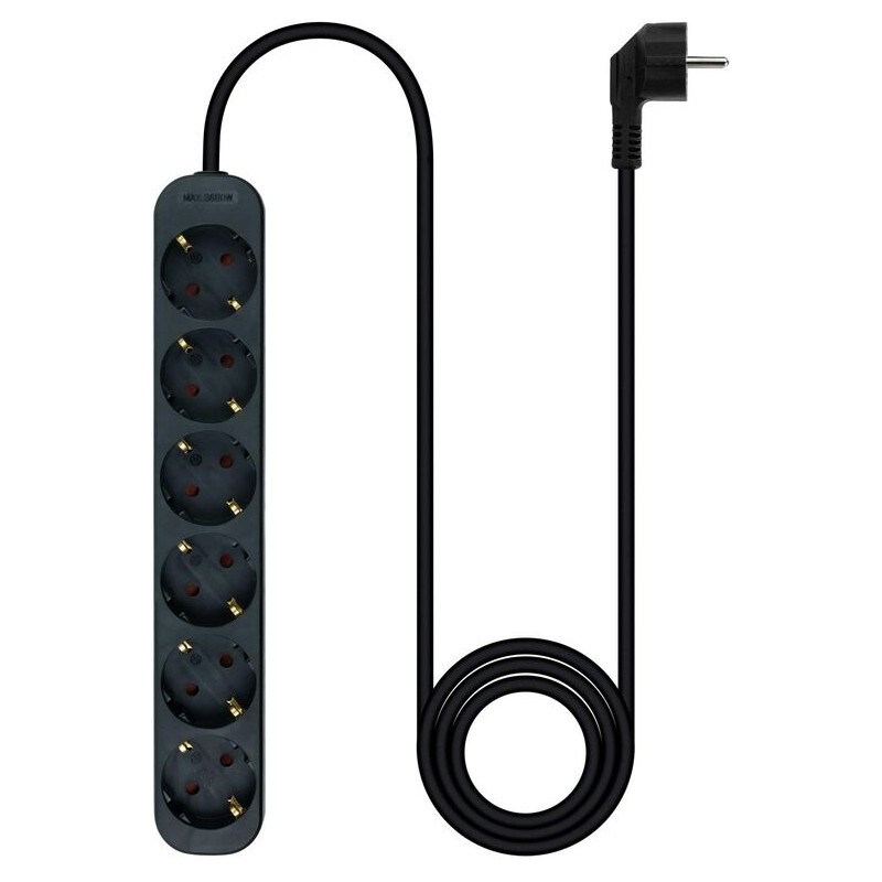 Extensão com 6 Tomadas Tipo F 1.4m Nanocable Preto