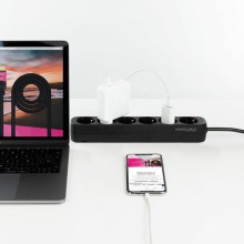 Extensão com 6 Tomadas Tipo F 1.4m Nanocable Preto