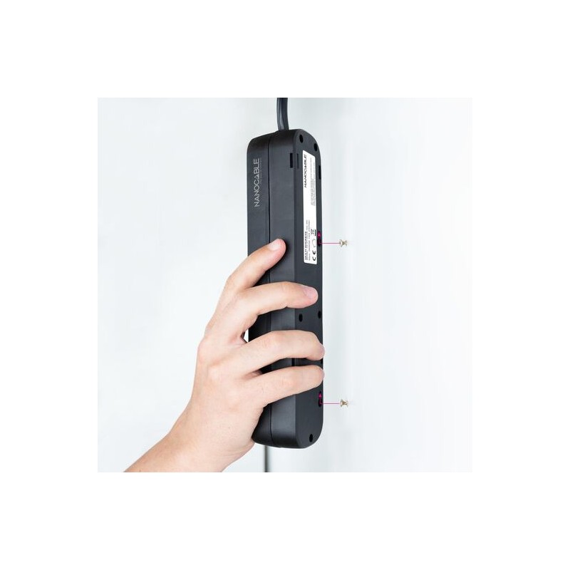 Extensão com 6 Tomadas Tipo F 1.4m Nanocable Preto