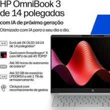 Portátil HP OmniBook 3 Next Gen AI 14-hz0001np | 14" | Qualcomm Snapdragon X X1-26-100 | 16GB | 1TB SSD