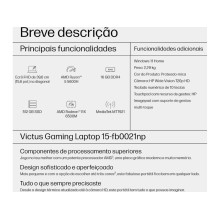 ** Grade B ** Portátil Gaming HP Victus 15-fb0021np Ryzen 5 5600H - AMD Radeon RX 6500M - RAM: 16 GB - 512 GB SSD - 15.6''
