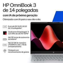 Portátil HP 14-hz0002npx (14'' - Snapdragon X X1-26-100 -RAM: 32 GB - 1 TB SSD - Qualcomm Adreno)