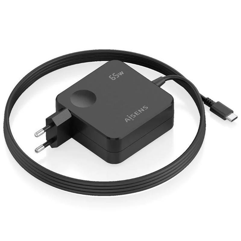 Carregador AISENS 65W PD 3.0 1xUSB-C 1.5m, Preto