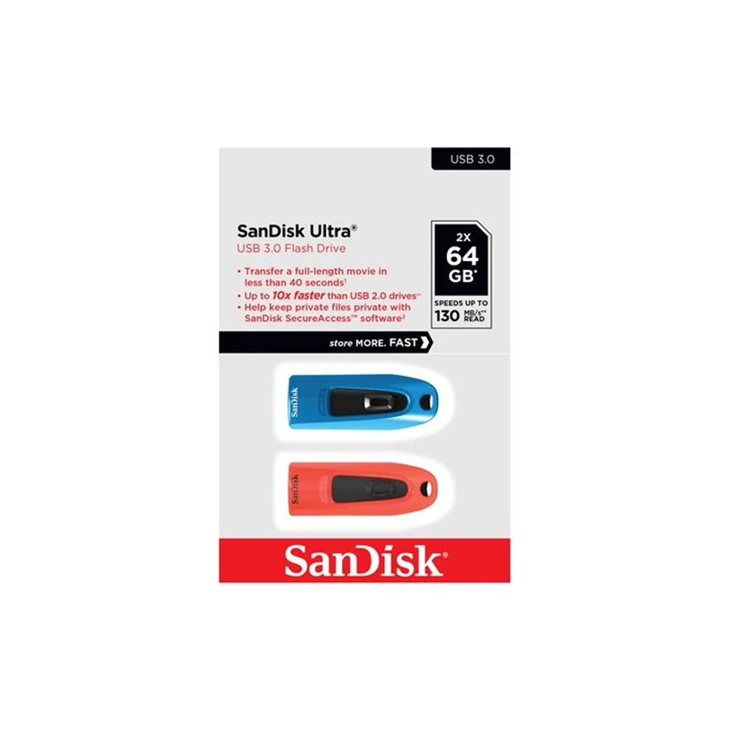 Ultra Unidade de Memória SANDISK Usb 64 Gb Usb Type-A 3.0 (Azul e Vermelho)